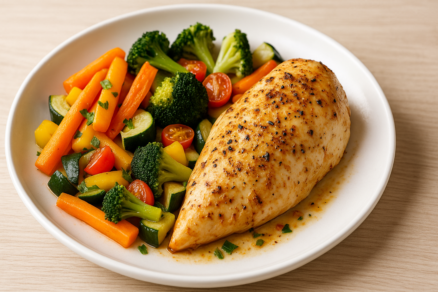 Pollo al horno con verduras
